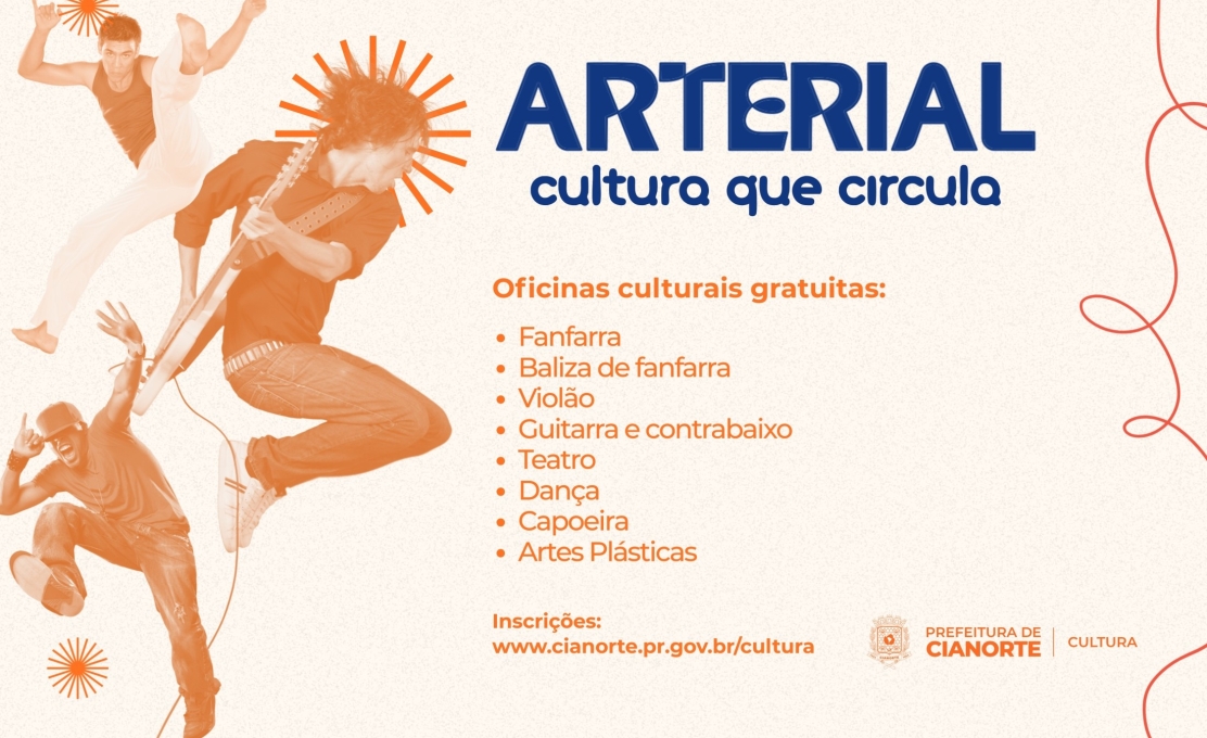 Projeto Arterial oferece oficinas culturais gratuitas de música, dança e artes