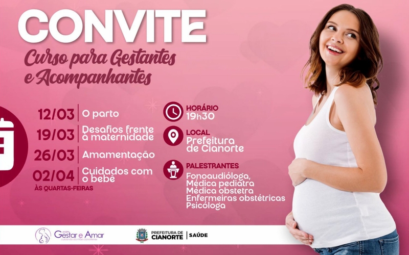 Primeiro encontro do curso para gestantes e acompanhantes é nesta quarta-feira