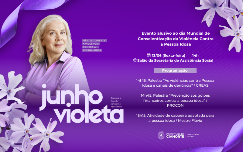 Junho Violeta: Cianorte promove conscientização contra a violência à pessoa idosa 