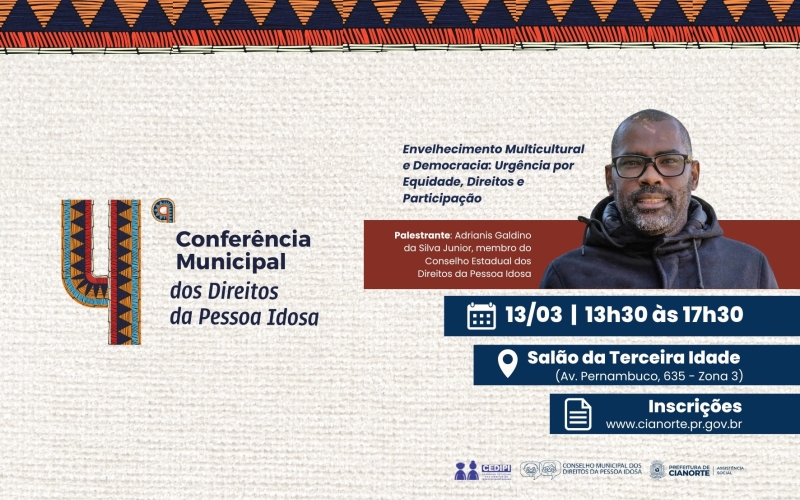 4ª Conferência Municipal dos Direitos da Pessoa Idosa será nesta quinta-feira