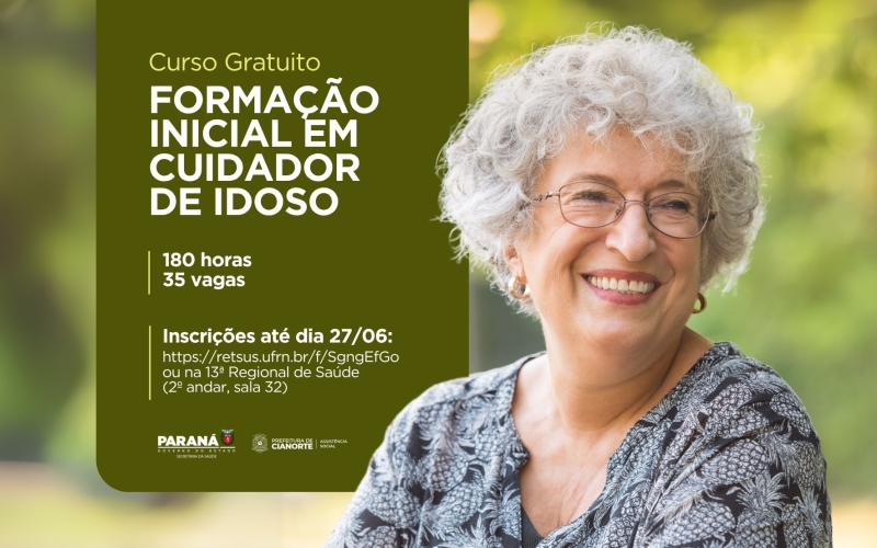 Últimos dias para inscrição em curso gratuito de Cuidador de Idoso