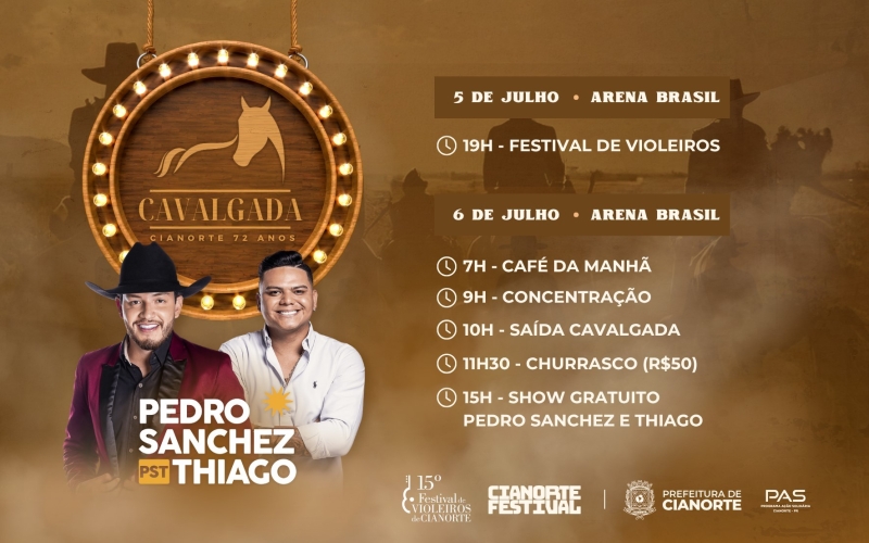 Fim de Semana tem Festival de Violeiros e Cavalgada em Cianorte 