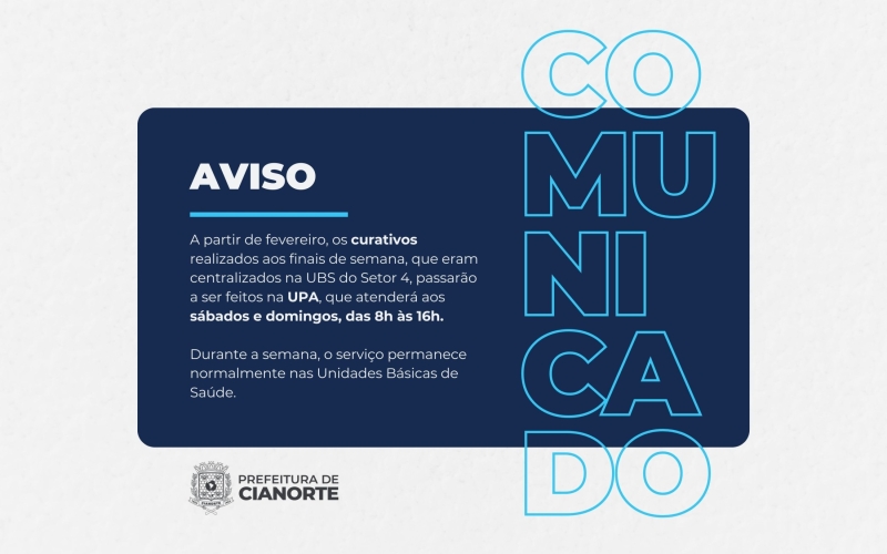 Mudança nos curativos aos finais de semana