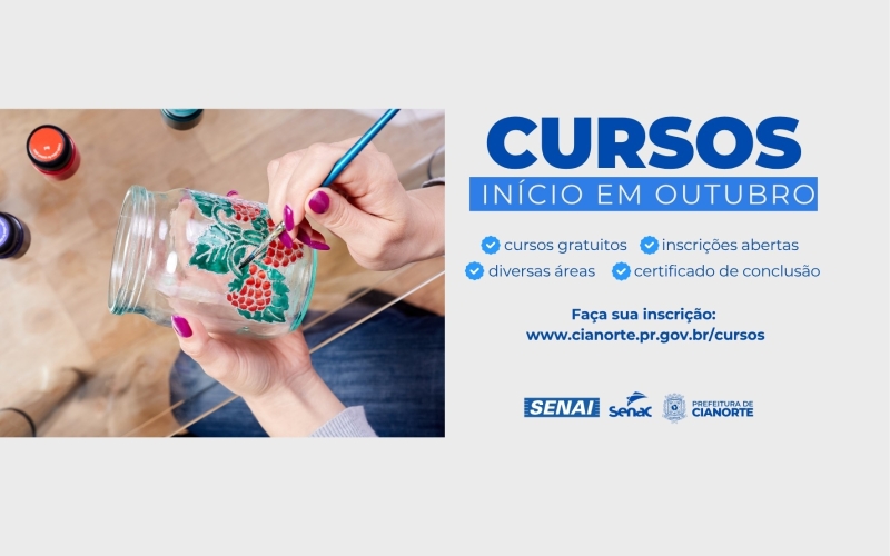 Cursos gratuitos de Inteligência Artificial e Pintura de Vidro seguem com inscrições abertas