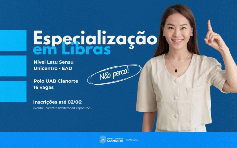 Inscrições para especialização gratuita em Libras seguem até segunda-feira