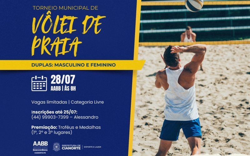 Abertas as inscrições para o Torneio Municipal de Vôlei de Praia