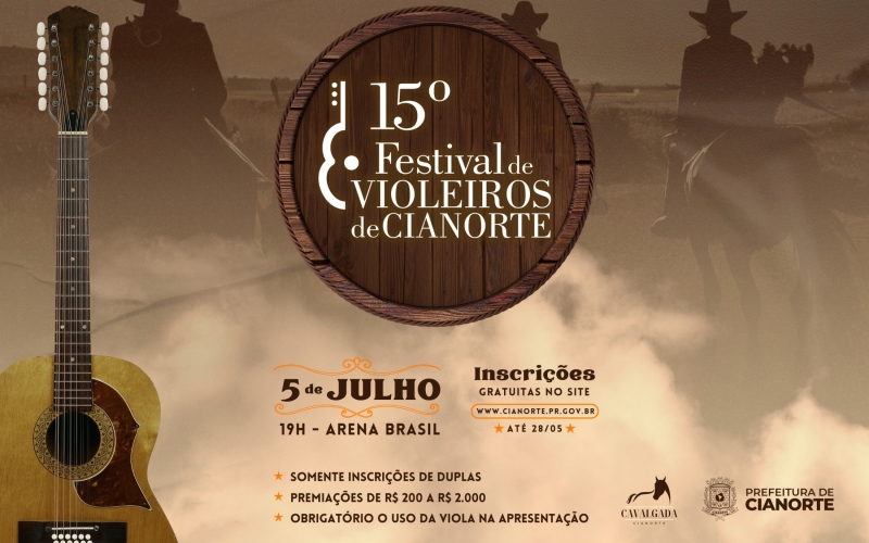 15º Festival de Violeiros de Cianorte terá quase R$ 9 mil em prêmios