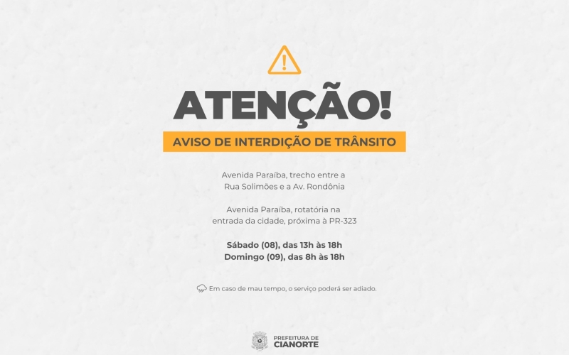 Aviso de Interdição de Trânsito