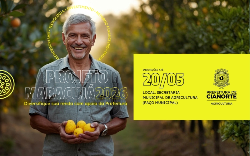 Prefeitura de Cianorte abre inscrições para produtores interessados no cultivo subsidiado de maracujá 