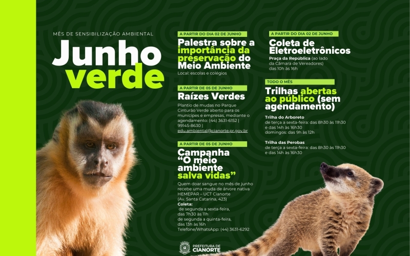 Cianorte lança programação especial para o Junho Verde 