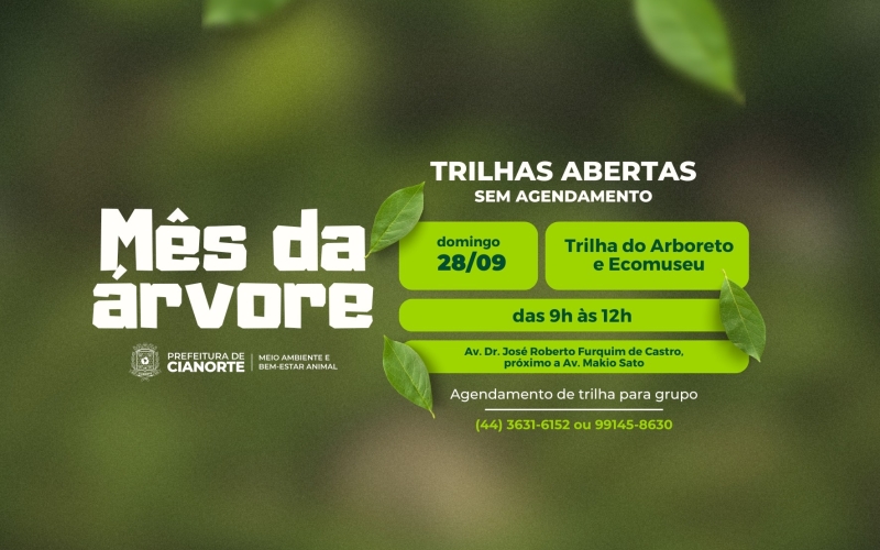 Domingo tem Trilha do Arboreto e Ecomuseu abertos à visitação 