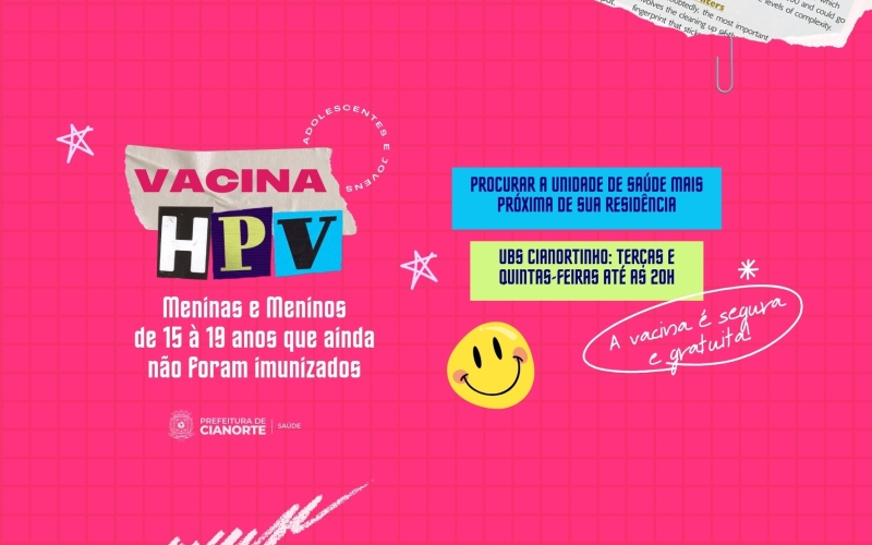 Jovens de 15 a 19 anos podem receber a vacina contra o HPV