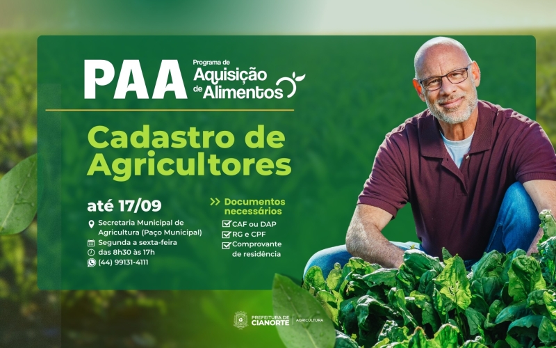 Pequenos agricultores são convidados a participar do Programa de Aquisição de Alimentos