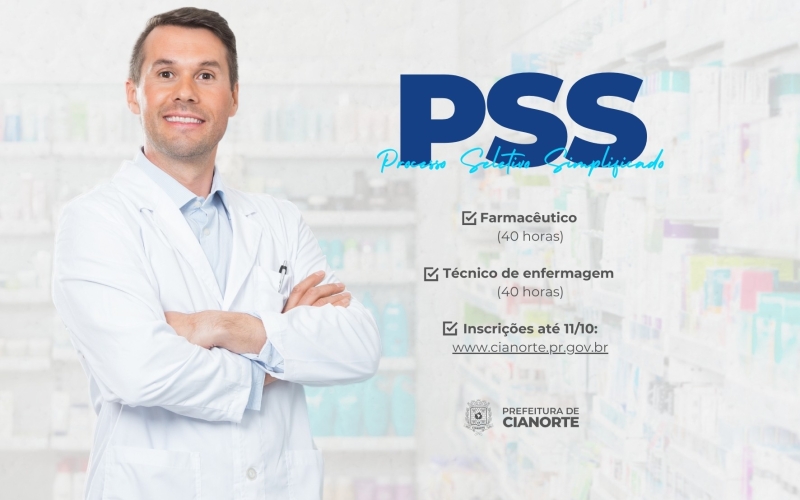 Inscrições em PSS para farmacêutico e técnico de enfermagem terminam sexta-feira