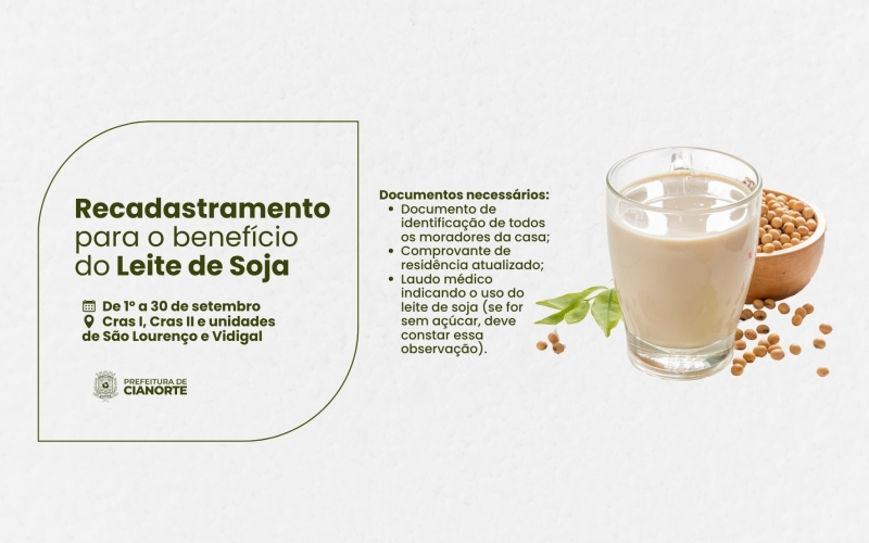 Cianorte inicia recadastramento para a distribuição de leite de soja 