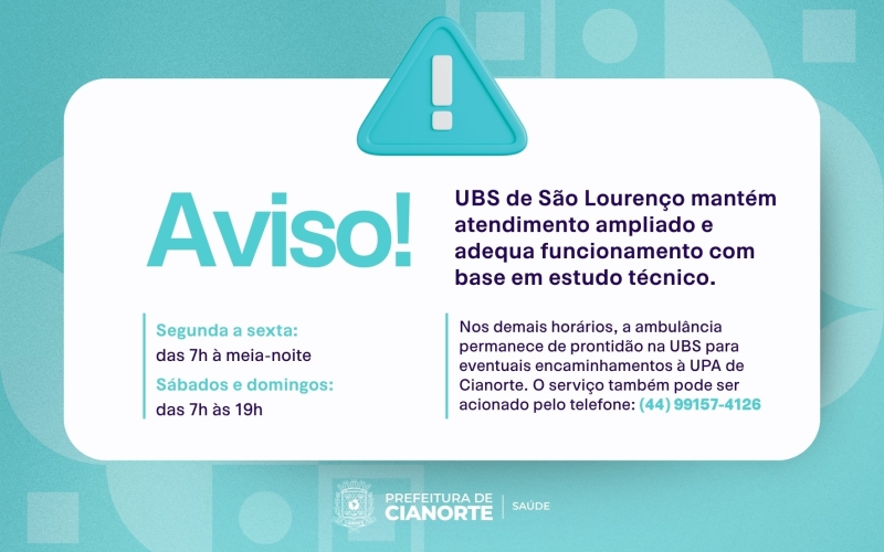 UBS de São Lourenço terá novo horário de atendimento a partir de março 