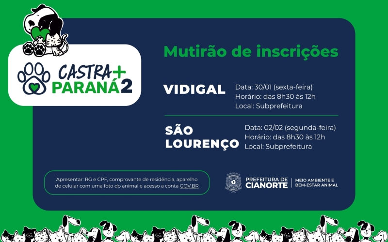Distritos recebem mutirão para inscrições no Castra Mais Paraná 2