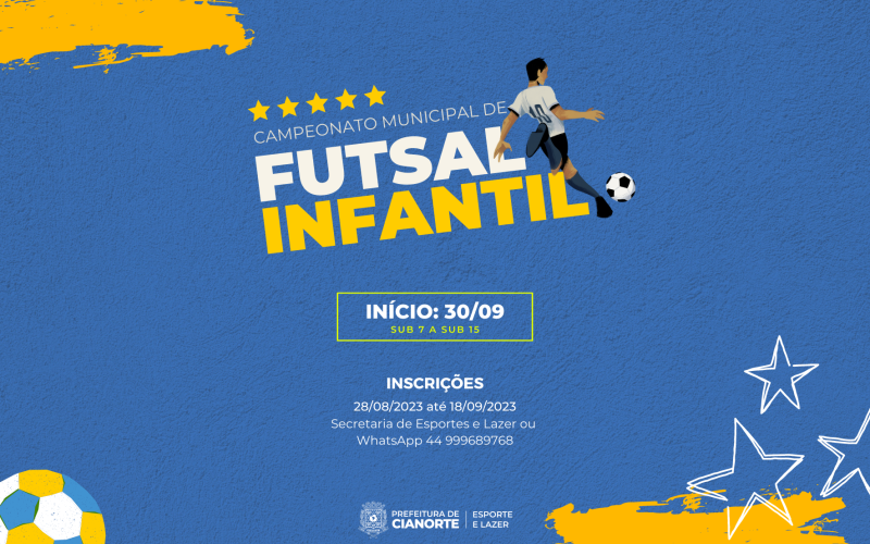 Inscrições no Campeonato Municipal de Futsal Infantil seguem até segunda-feira