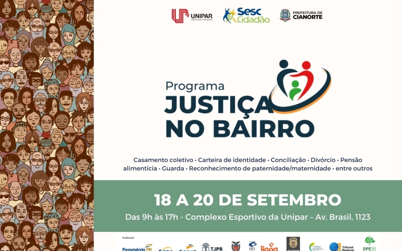 Vem aí a 9ª edição do Programa Justiça no Bairro em Cianorte