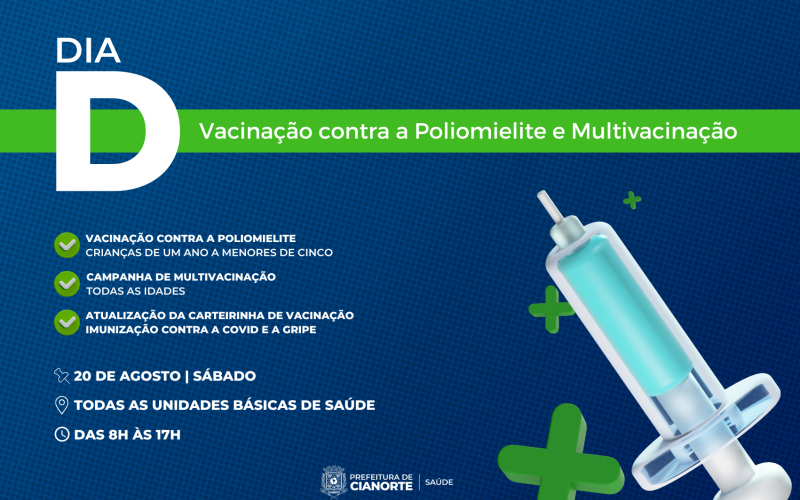 Sábado é Dia “D” de vacinação contra a poliomielite e multivacinação