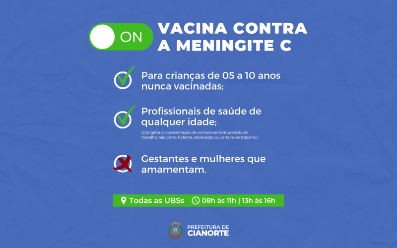 Vacina contra meningite está disponível para crianças e profissionais da saúde