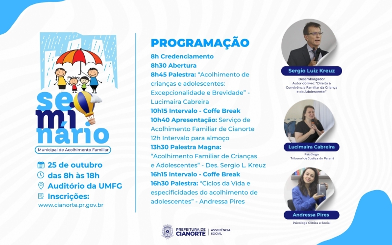 Abertas as inscrições para o Seminário Municipal de Acolhimento Familiar