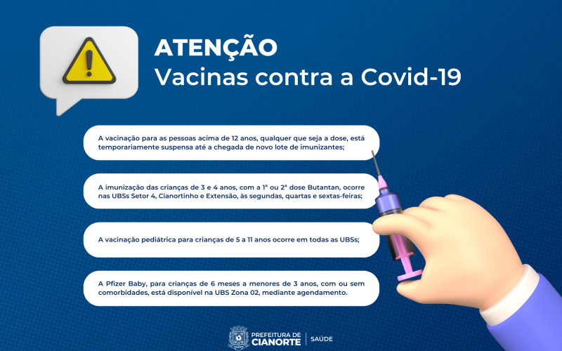 Vacinação contra a Covid-19 para 12+ está temporariamente suspensa